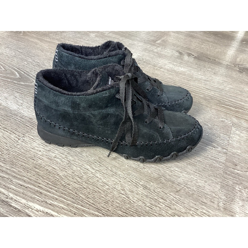 Skechers Relaxed Fit Suede Moccasin Shoes Boots Womens Size 9 Black 49013